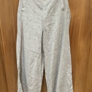 Poetry Light Gray Linen Wide-Leg Pants